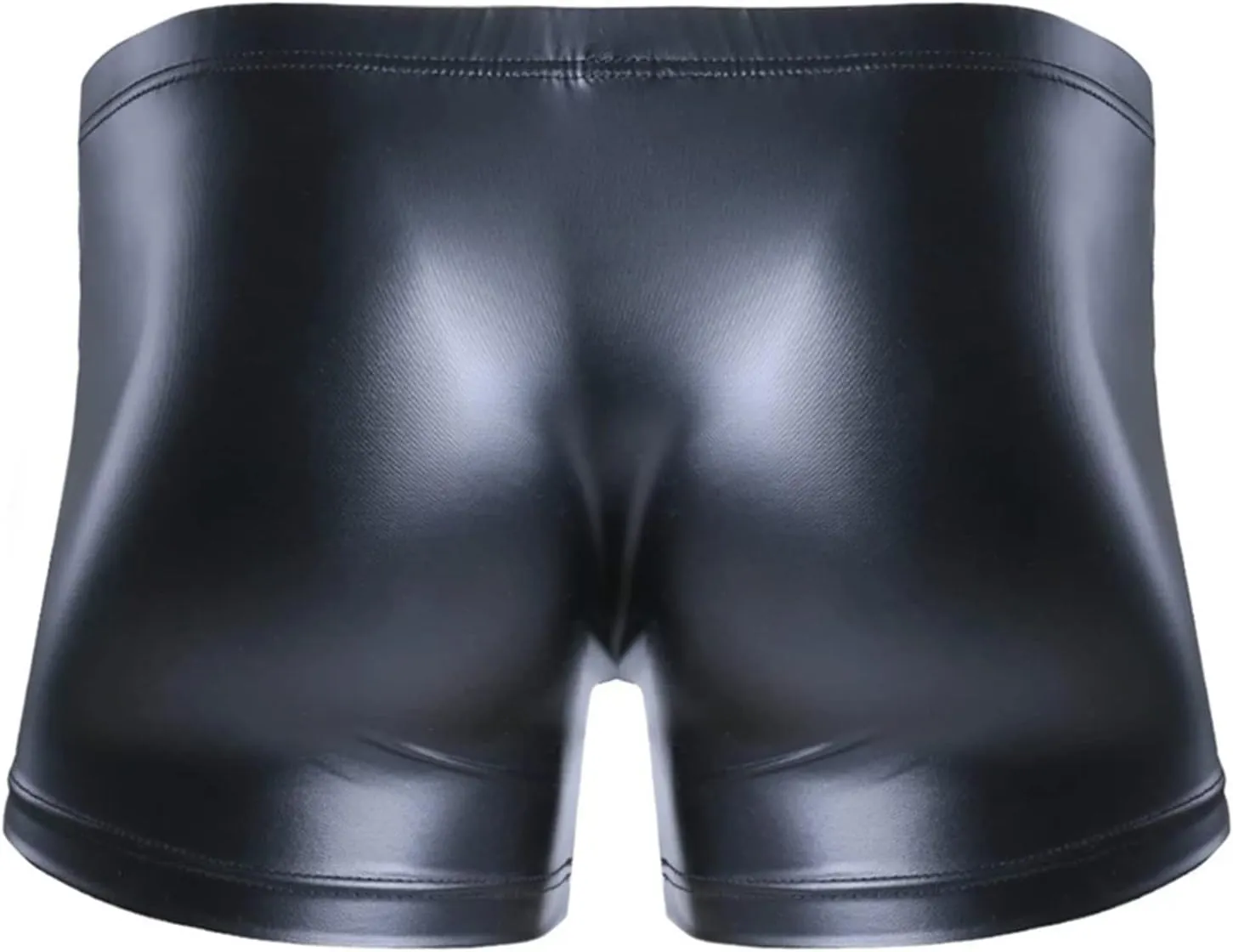 Panegy Mens PVC Leather Boxer, Sexy Open Crotch Zipper Shiny Matte Hot Short Pants (Label L-5XL= US XS-2XL)
