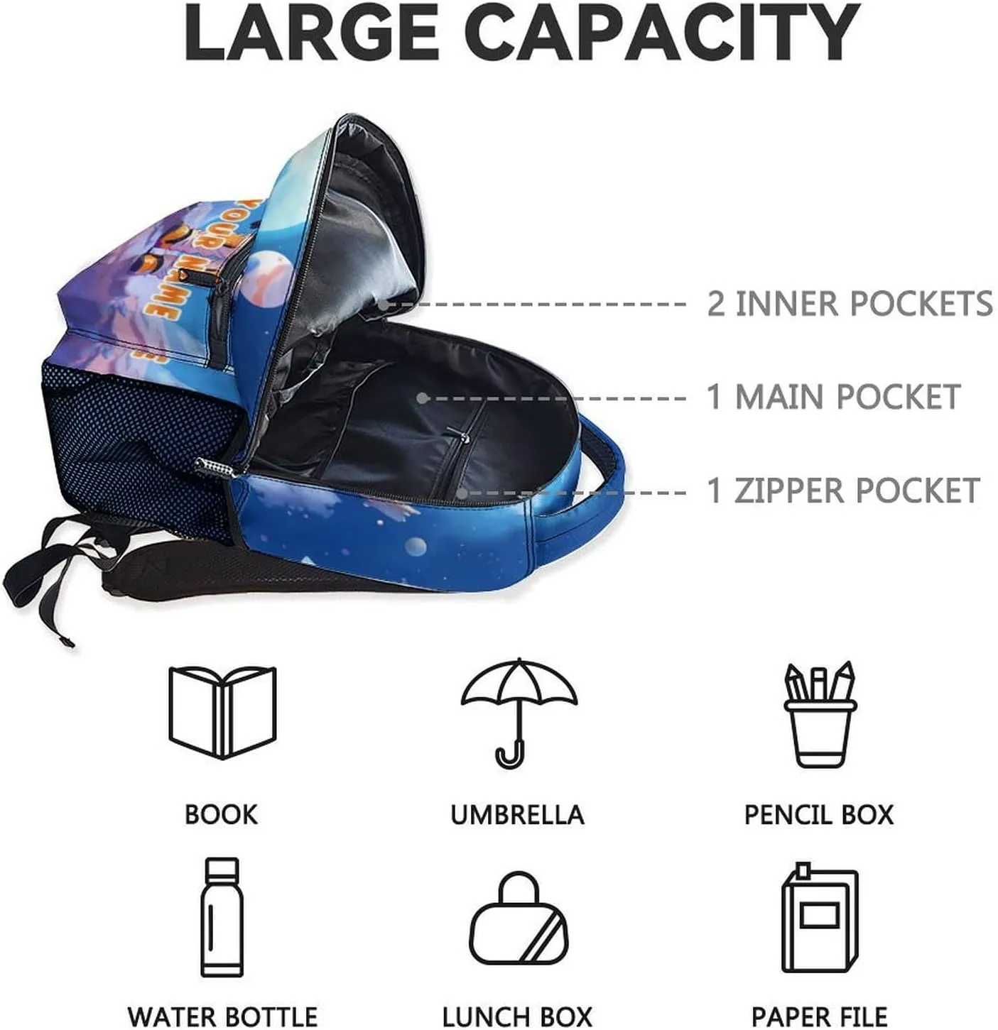 Personalized Astronaut School Backpack for Boys - 17 Inch Colorful Backpacks for Teens - Lightweight Funny Bookbag for Highschool