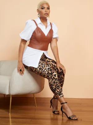 Petite Whitney High-Waisted Pull-On Slim-Leg Ankle Pant- Leopard-Print