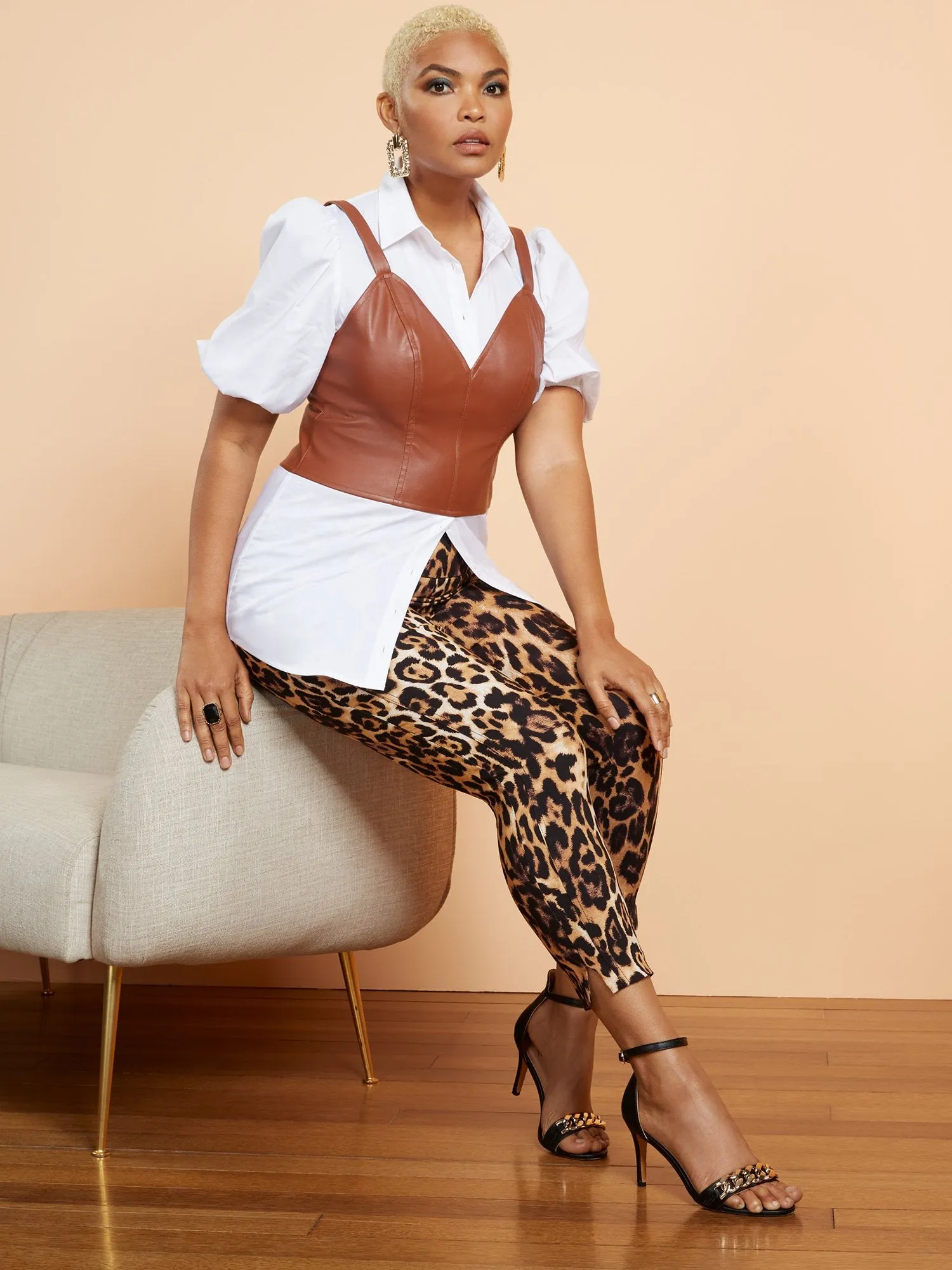 Petite Whitney High-Waisted Pull-On Slim-Leg Ankle Pant- Leopard-Print
