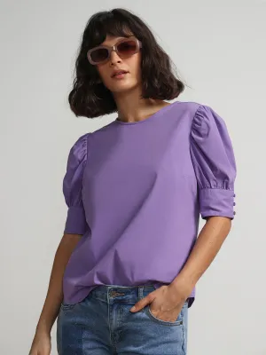 Puff-Sleeve Poplin Top