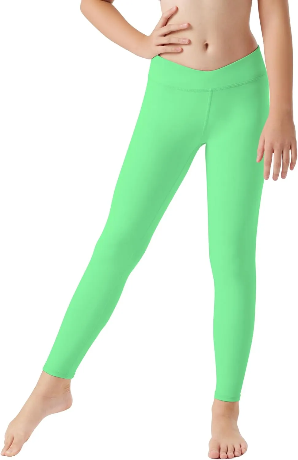 Runhit Girls Athletic Leggings Cross High Waisted Kids Yoga Dance Compression Pants for Teen Workout Running