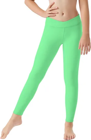 Runhit Girls Athletic Leggings Cross High Waisted Kids Yoga Dance Compression Pants for Teen Workout Running