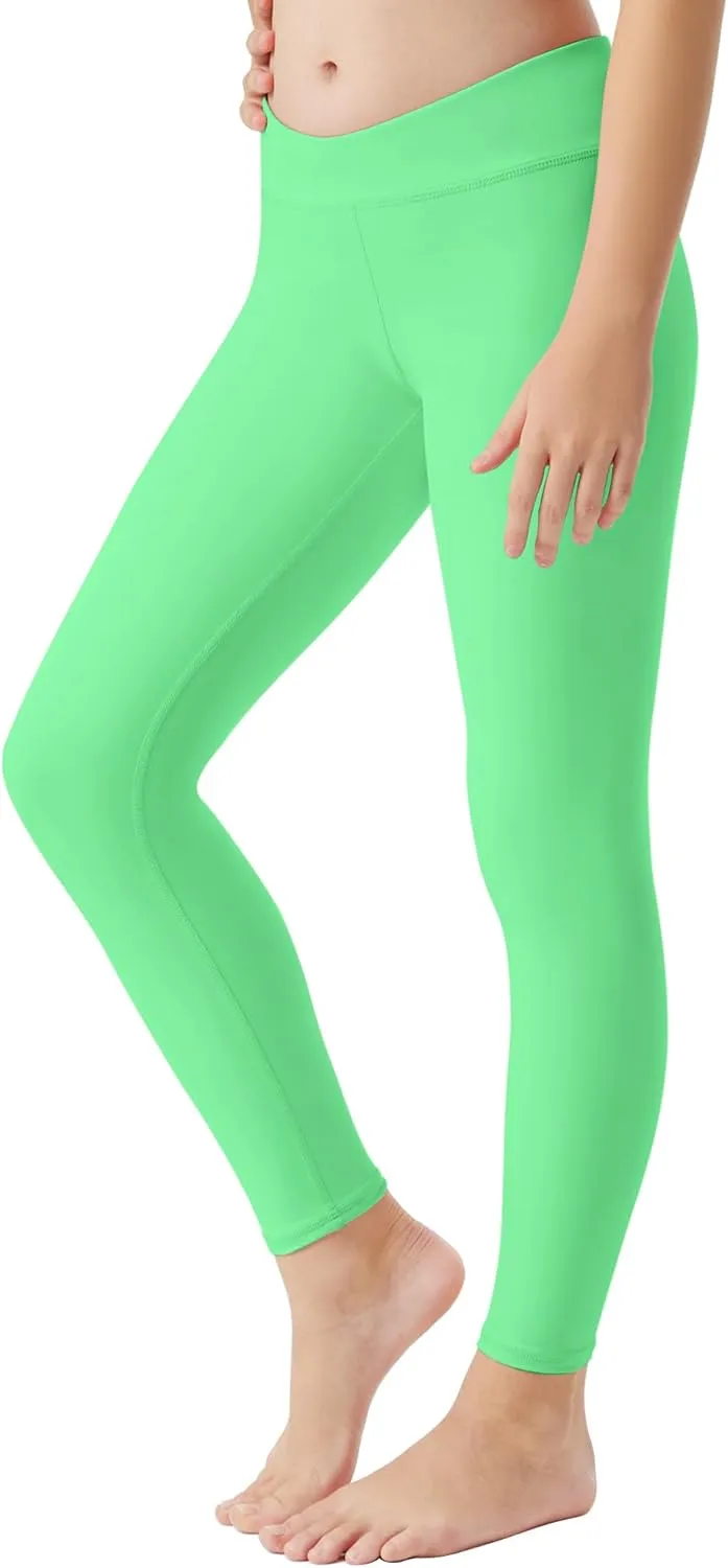 Runhit Girls Athletic Leggings Cross High Waisted Kids Yoga Dance Compression Pants for Teen Workout Running