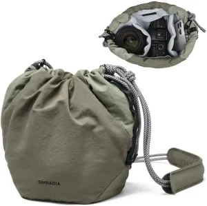SIMRADIA Small Camera Bag, 5L Soft Camera Purse for Women, Drawstring Magnetic Closure Bag Compatible with Mirrorless Cameras/Nikon/Canon/Sony/Fujifilm, Oxford Lightweight Camera Case (green)