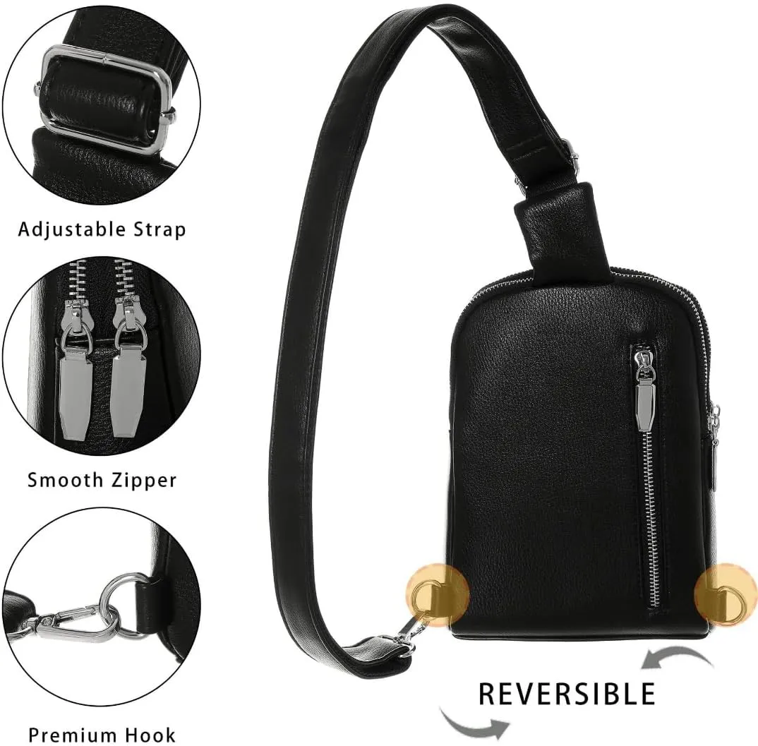 Small Sling Crossbody Backpack Shoulder for Women Men Leather Chest Pack Mini Handbag