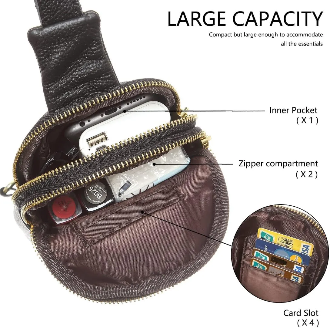 Small Sling Crossbody Backpack Shoulder for Women Men Leather Chest Pack Mini Handbag