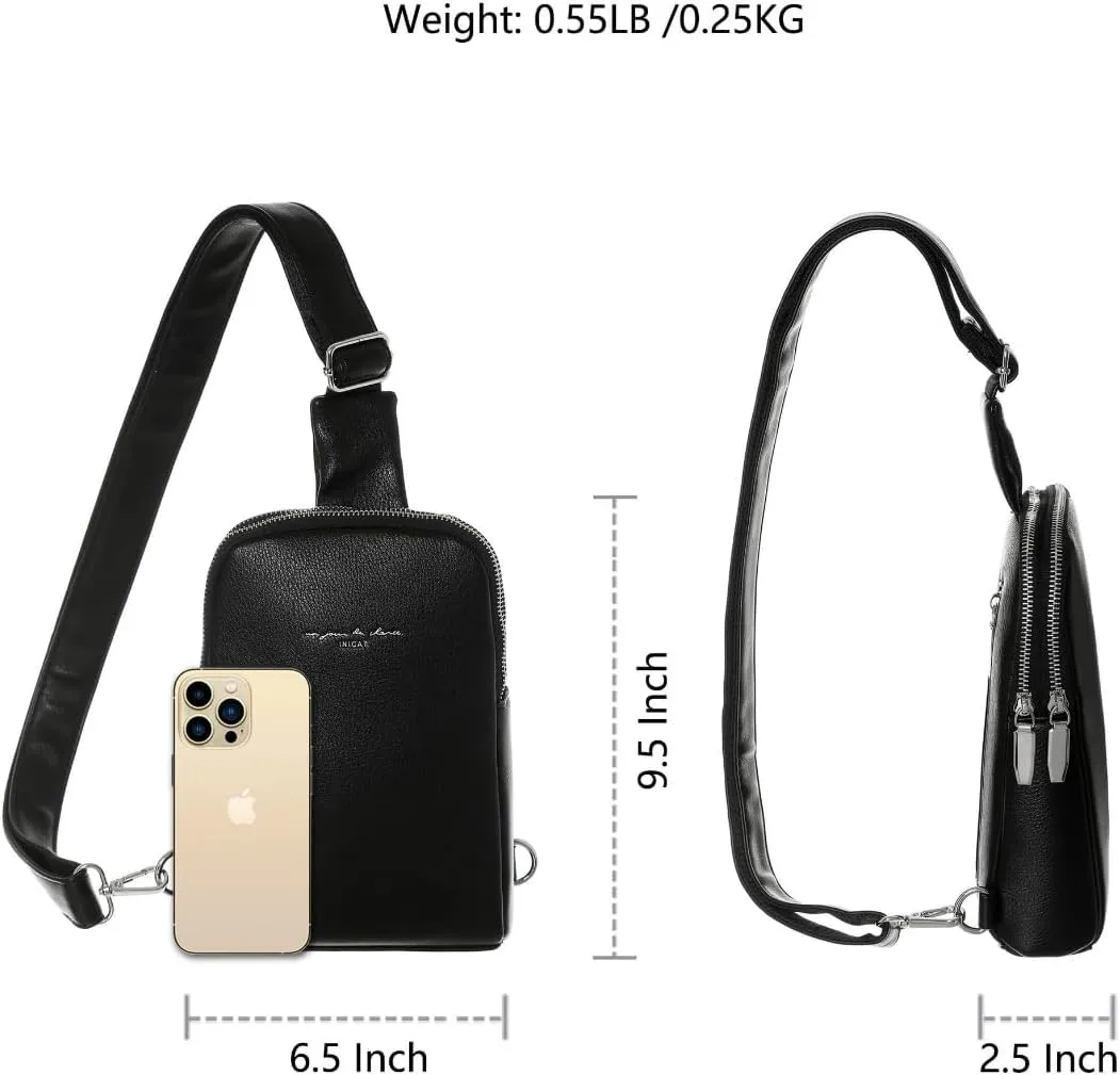 Small Sling Crossbody Backpack Shoulder for Women Men Leather Chest Pack Mini Handbag