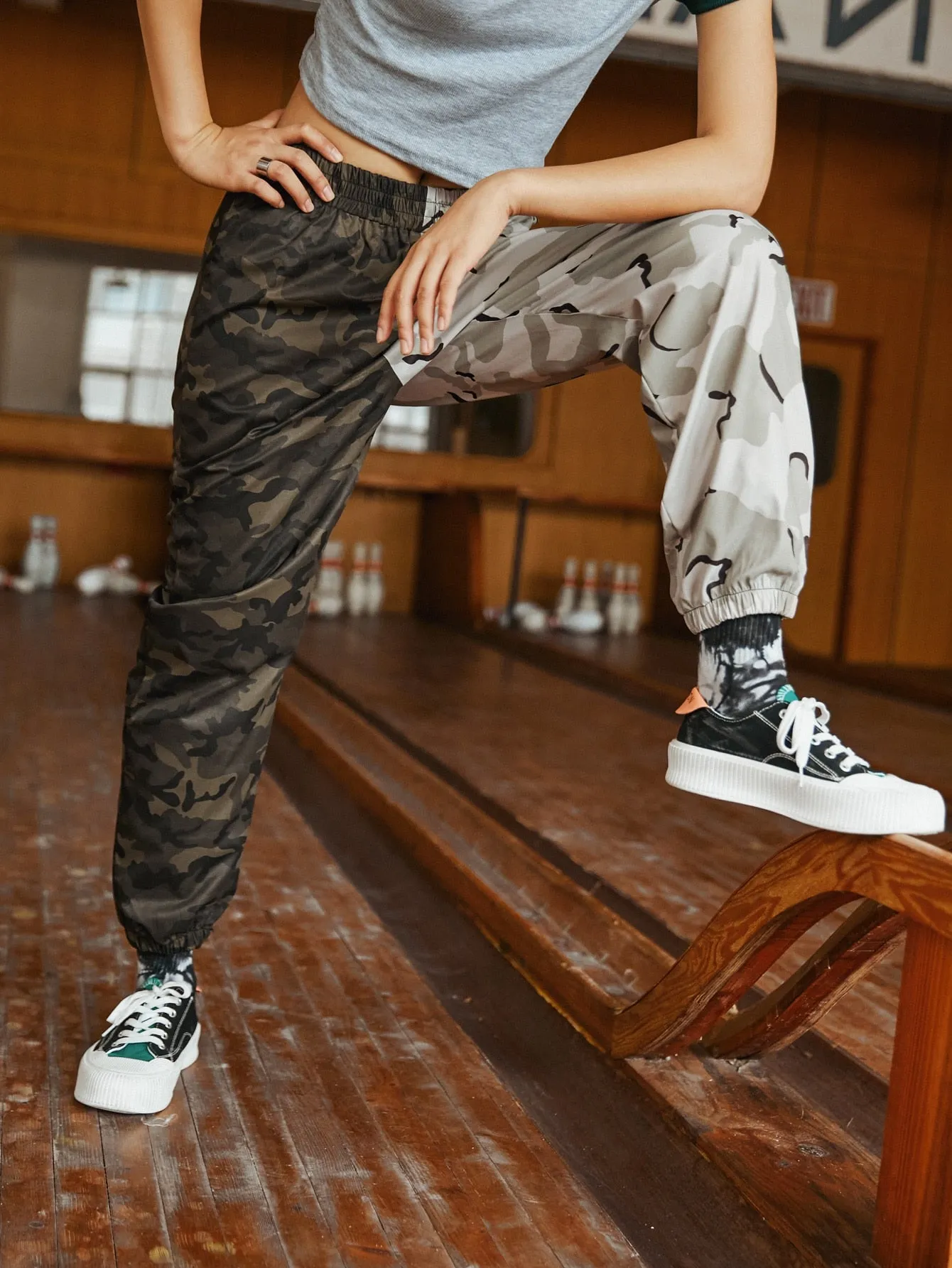 Sporty Camo Natural Long Women Pants