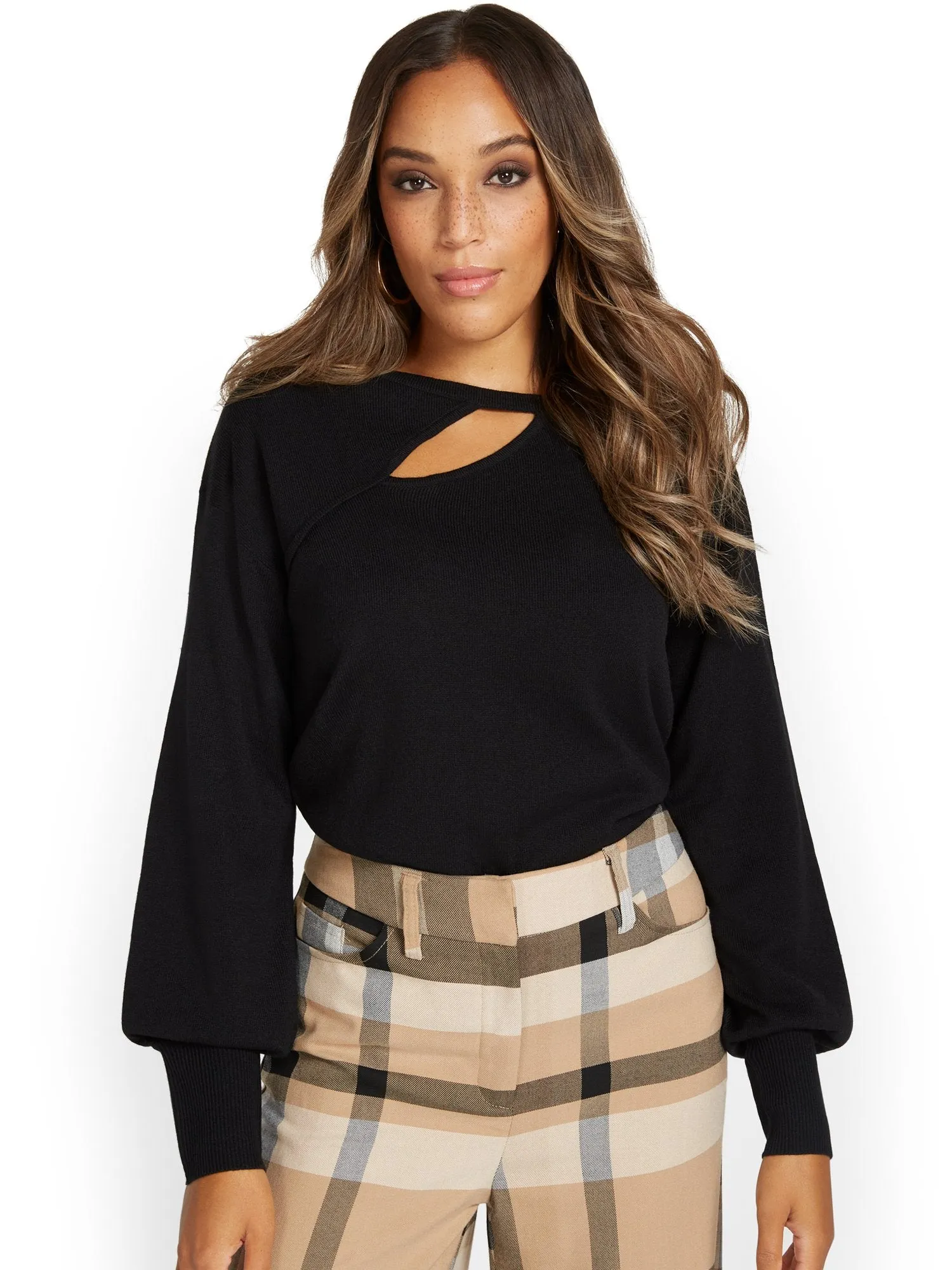 Striped Love-Print Bow-Back Sweater