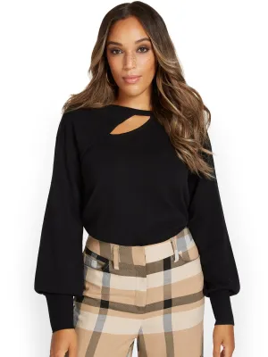 Striped Love-Print Bow-Back Sweater
