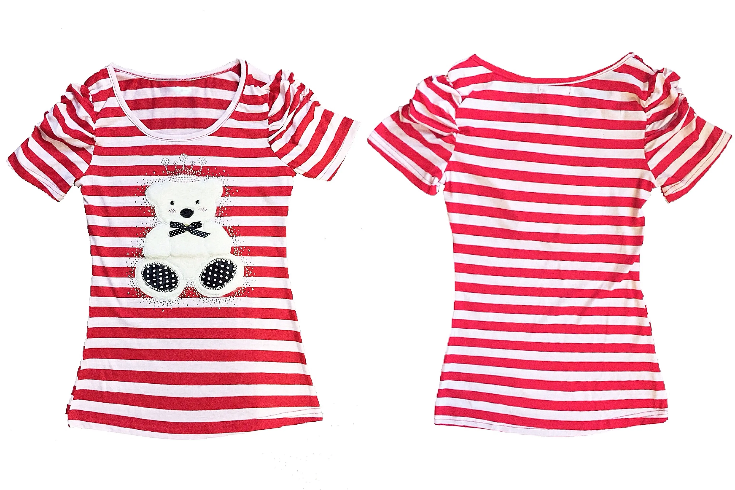 Striped Tank Tops & Shirts with Pearl Rhinestones