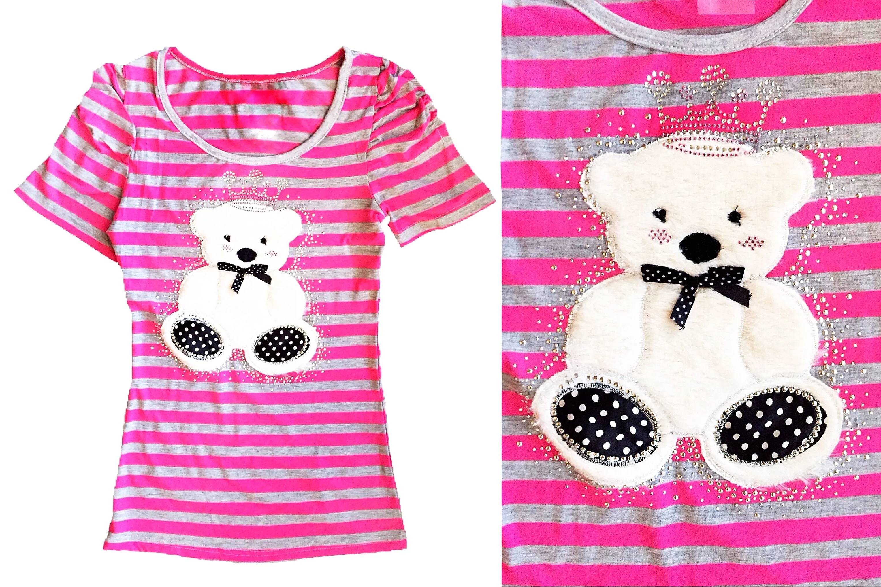 Striped Tank Tops & Shirts with Pearl Rhinestones