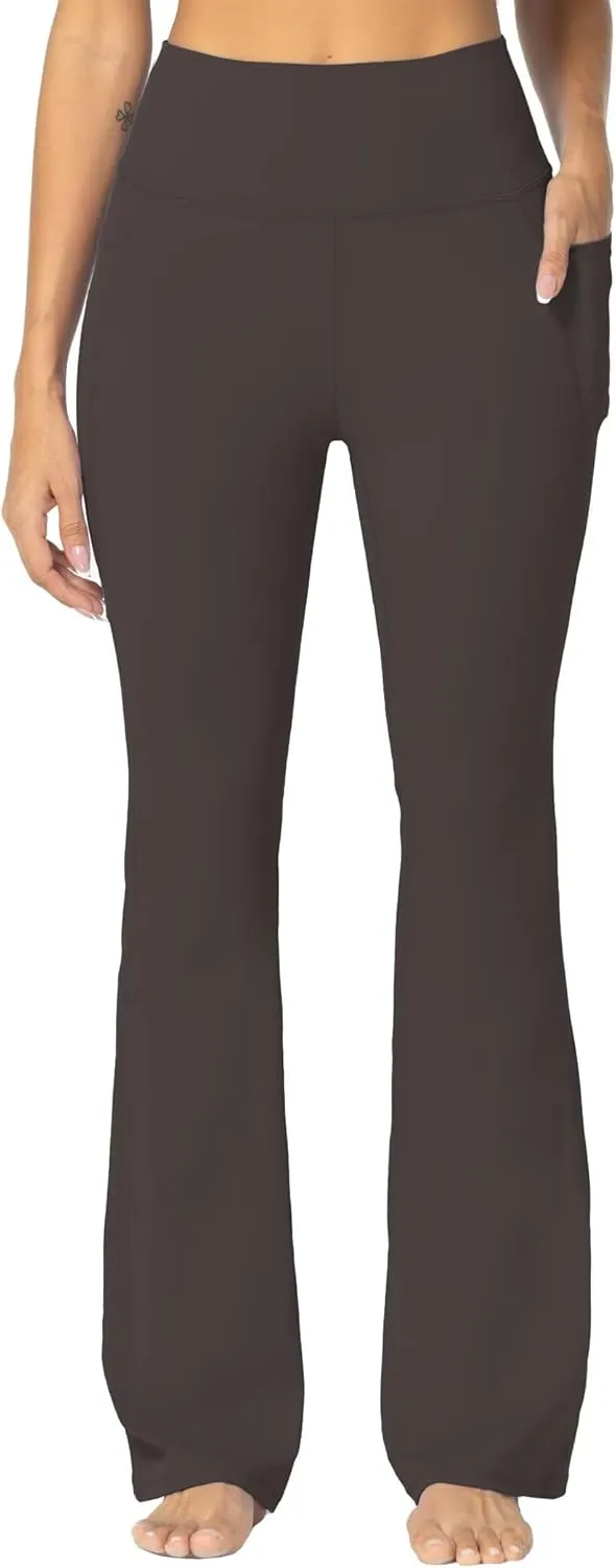 Sunzel Sunzfly Women's Mini Flare Leggings with Pockets High Waisted Tummy Control Yoga Pants Bootcut Workout Gym Casual