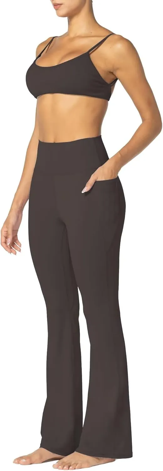 Sunzel Sunzfly Women's Mini Flare Leggings with Pockets High Waisted Tummy Control Yoga Pants Bootcut Workout Gym Casual