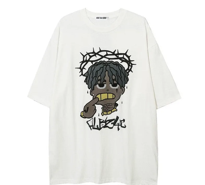 Unique T-shirt cartoon street oversized short-sleeved couple T-shirts