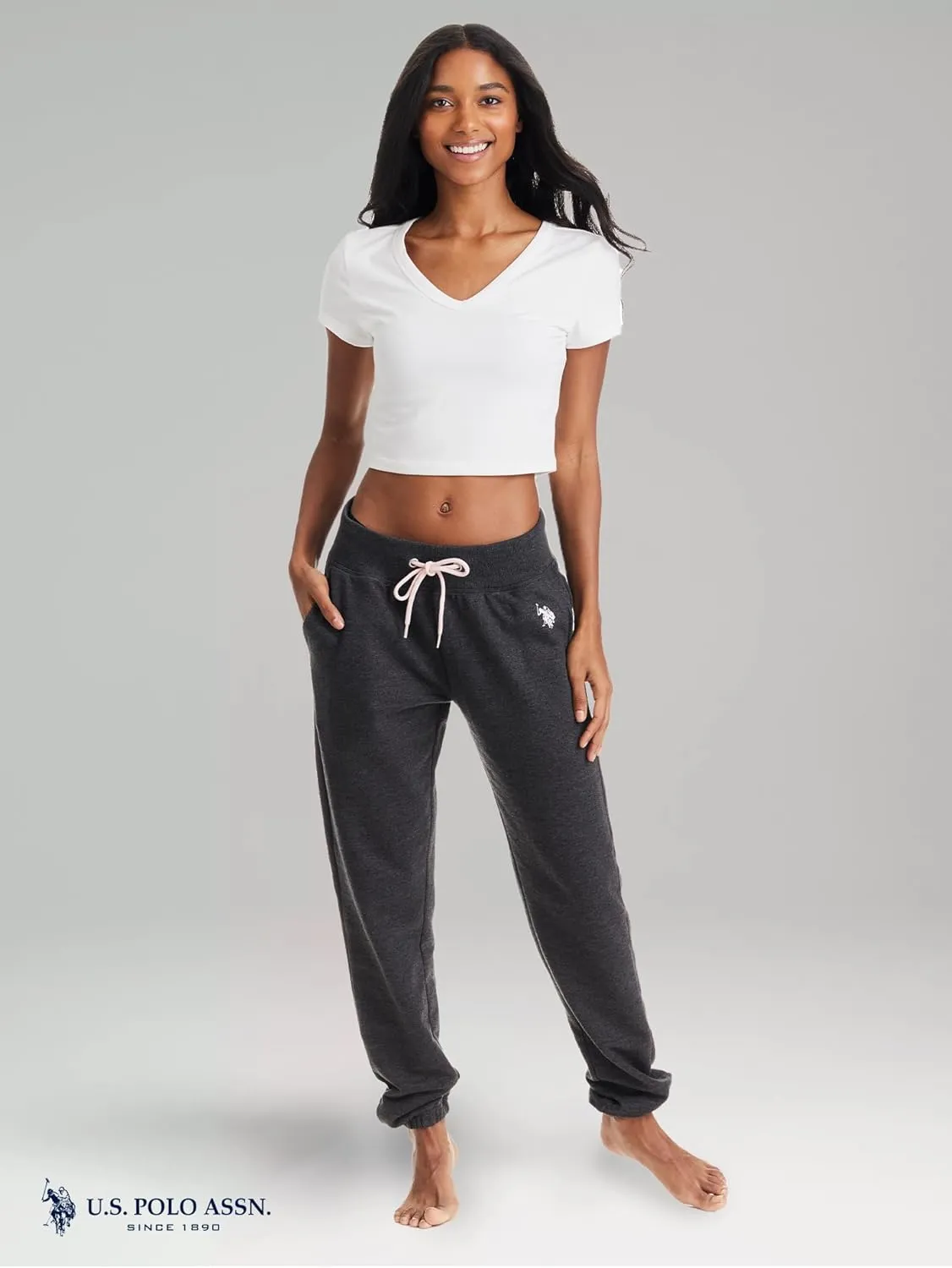 U.S. Polo Assn. Womens Sweatpants with Pockets, French Terry Womens Joggers or Wide Leg Sweats