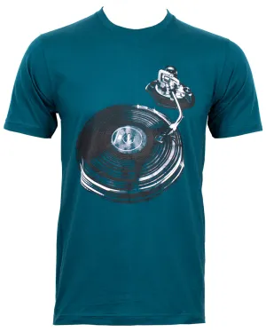 Vinyl Record Player Turntable T-shirt Dark Blue