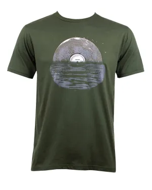 Vinyl Record Reflection On The Ocean T-shirt Army Green