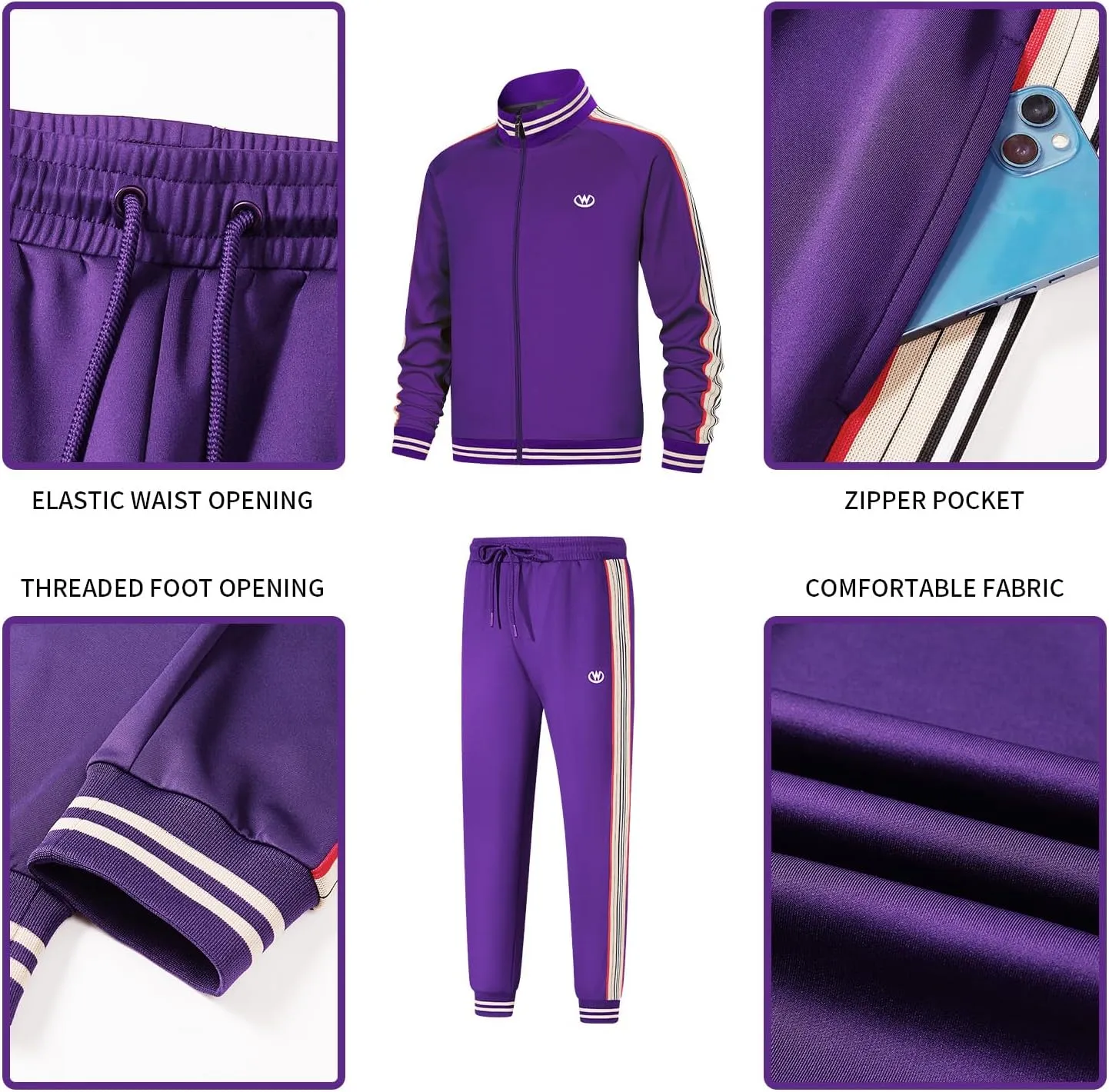 W JIANWANG Track Suits for Men Set Jogging Tracksuit Mens Sweatsuits Workout Running Sports Jogger Sweat Suits Outfits