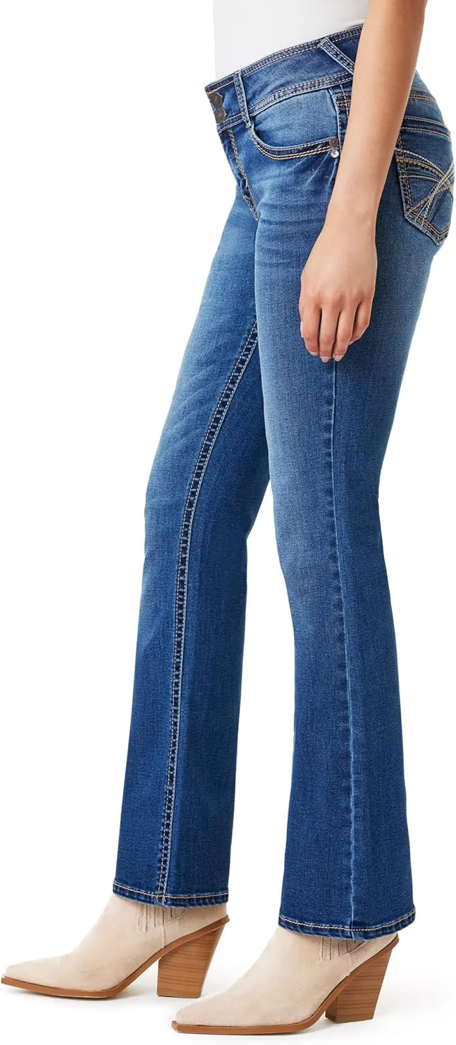 WallFlower Luscious Curvy Bootcut Jeans for Women Mid-Rise Insta Stretch Denim in Petite, Midsize, Plus Size, Juniors Jeans