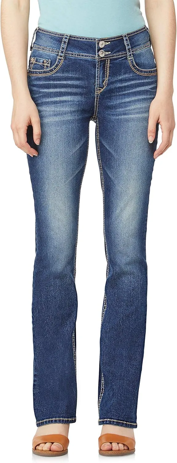 WallFlower Luscious Curvy Bootcut Jeans for Women Mid-Rise Insta Stretch Denim in Petite, Midsize, Plus Size, Juniors Jeans