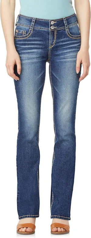 WallFlower Luscious Curvy Bootcut Jeans for Women Mid-Rise Insta Stretch Denim in Petite, Midsize, Plus Size, Juniors Jeans