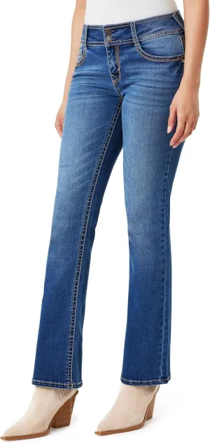 WallFlower Luscious Curvy Bootcut Jeans for Women Mid-Rise Insta Stretch Denim in Petite, Midsize, Plus Size, Juniors Jeans