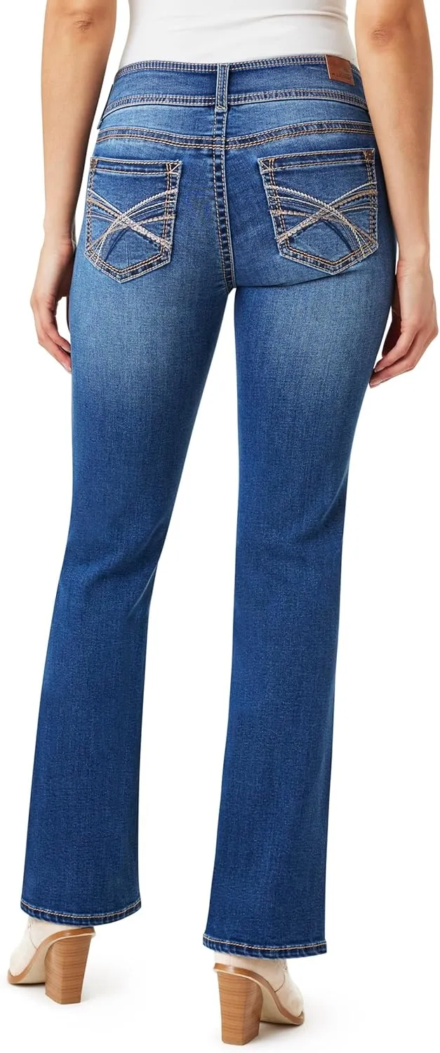 WallFlower Luscious Curvy Bootcut Jeans for Women Mid-Rise Insta Stretch Denim in Petite, Midsize, Plus Size, Juniors Jeans