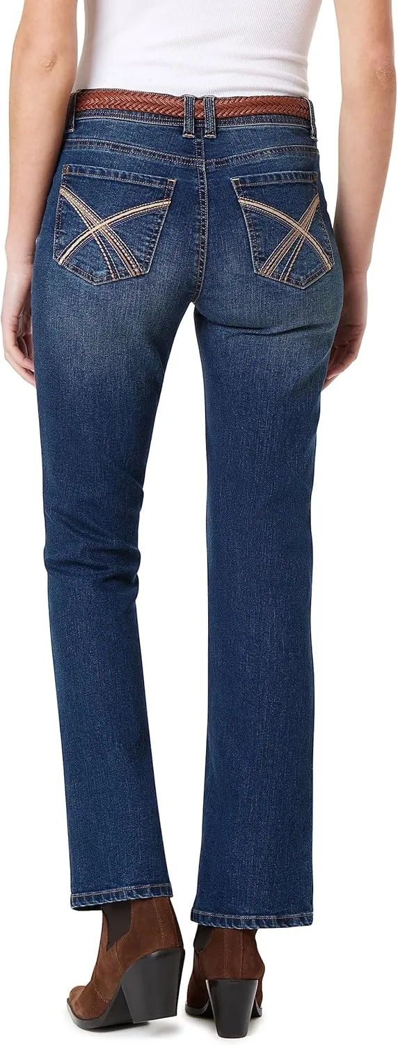 WallFlower Women's Legendary Slim Bootcut Mid-Rise Belted Insta Stretch Juniors Jeans (Standard and Plus)