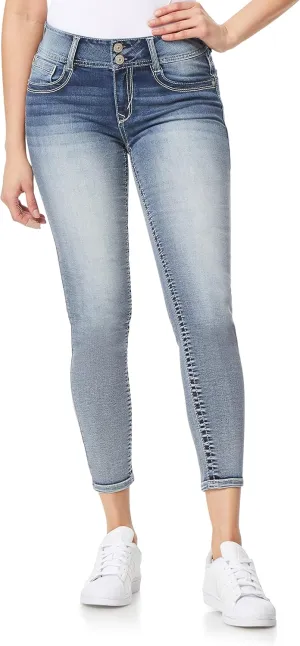 WallFlower Women's Luscious Curvy Ankle Mid-Rise Insta Stretch Juniors Jeans