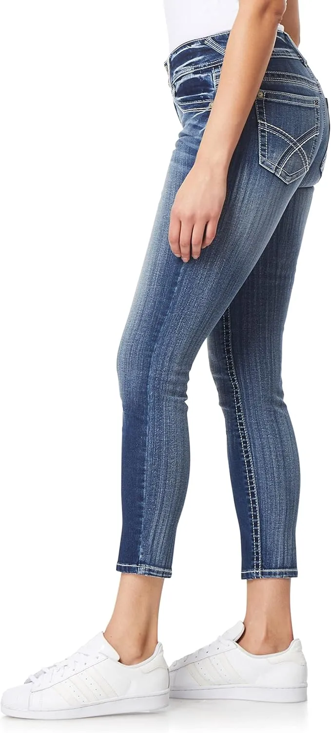 WallFlower Women's Luscious Curvy Ankle Mid-Rise Insta Stretch Juniors Jeans