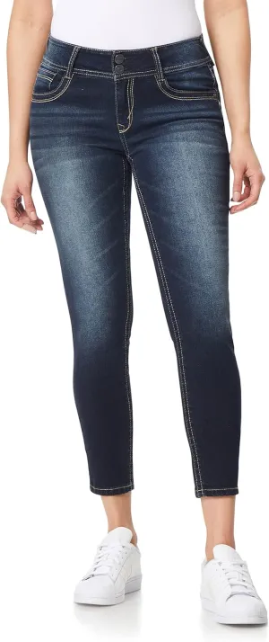 WallFlower Women's Luscious Curvy Ankle Mid-Rise Insta Stretch Juniors Jeans