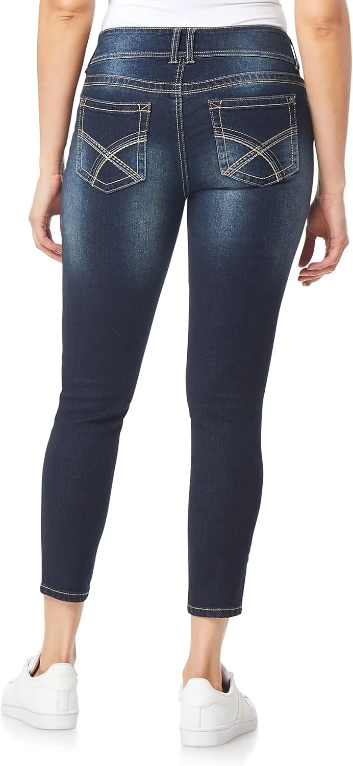 WallFlower Women's Luscious Curvy Ankle Mid-Rise Insta Stretch Juniors Jeans