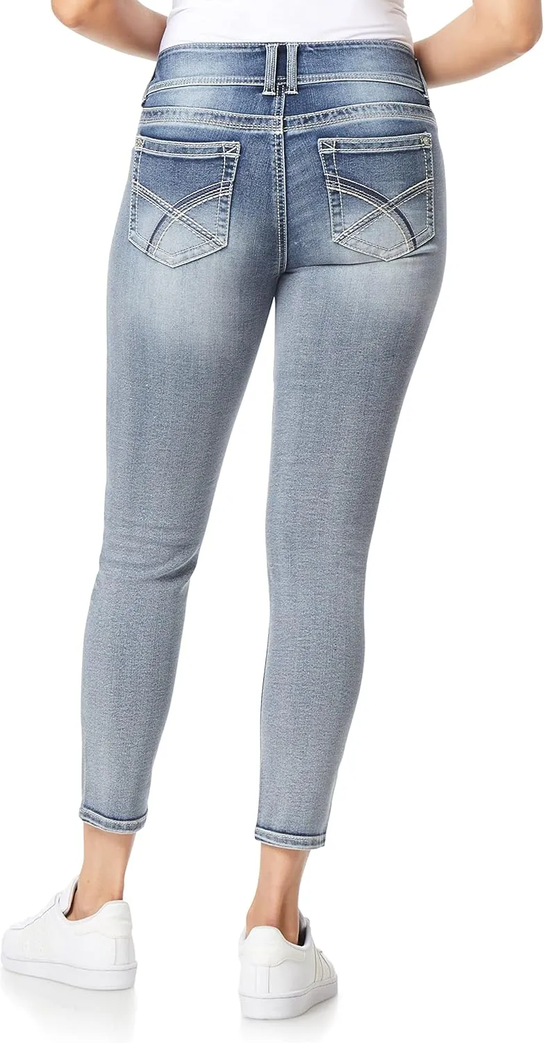 WallFlower Women's Luscious Curvy Ankle Mid-Rise Insta Stretch Juniors Jeans