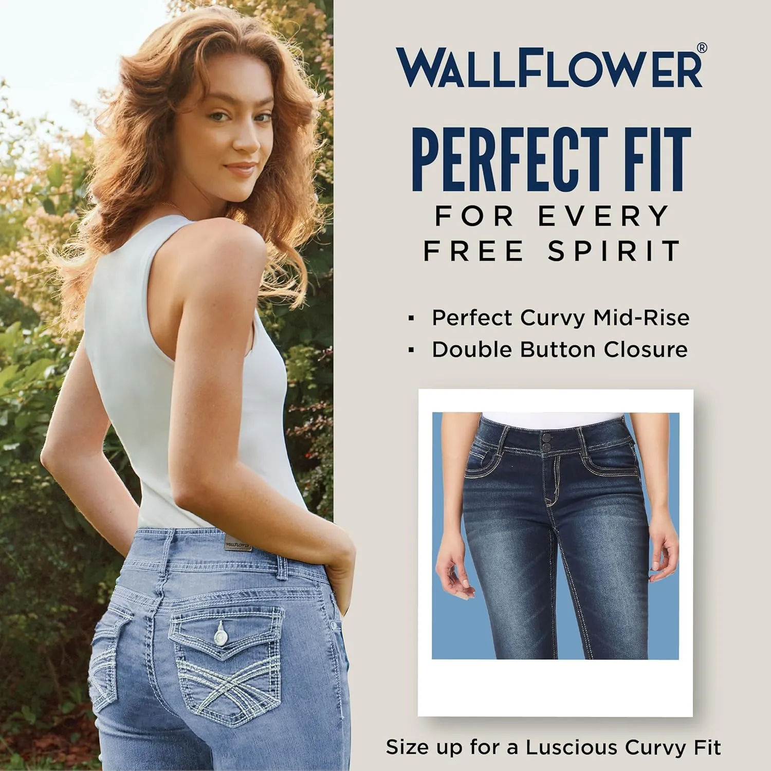 WallFlower Women's Luscious Curvy Ankle Mid-Rise Insta Stretch Juniors Jeans