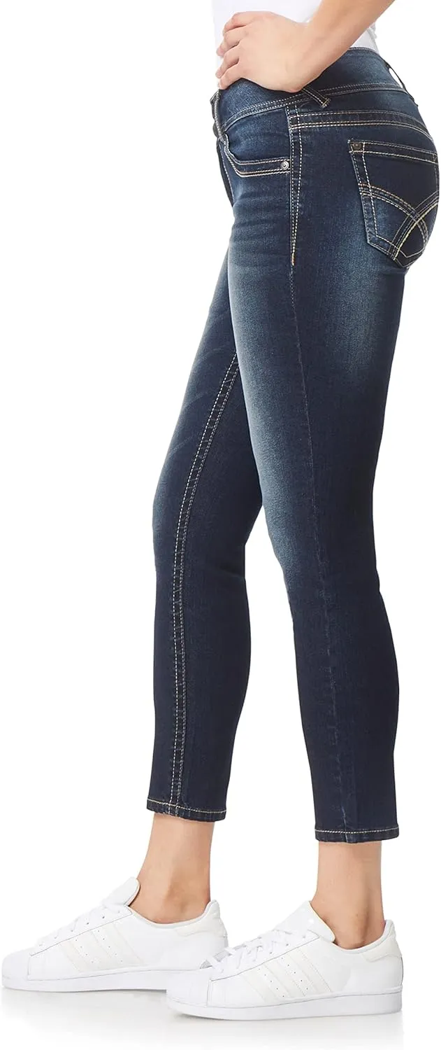 WallFlower Women's Luscious Curvy Ankle Mid-Rise Insta Stretch Juniors Jeans