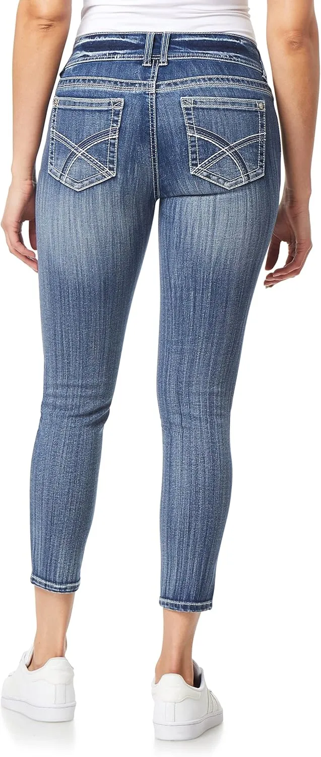 WallFlower Women's Luscious Curvy Ankle Mid-Rise Insta Stretch Juniors Jeans