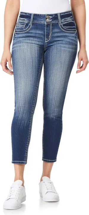 WallFlower Women's Luscious Curvy Ankle Mid-Rise Insta Stretch Juniors Jeans