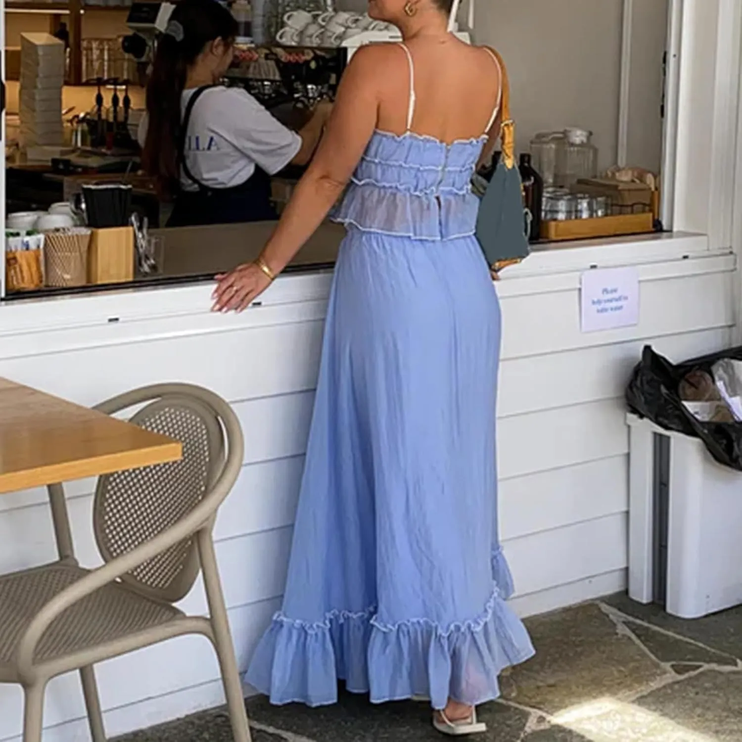 Women Y2k 2 Piece Maxi Skirt Set Floral Crop Top Bodycon Long Skirt Going Out Streetwear Outfits