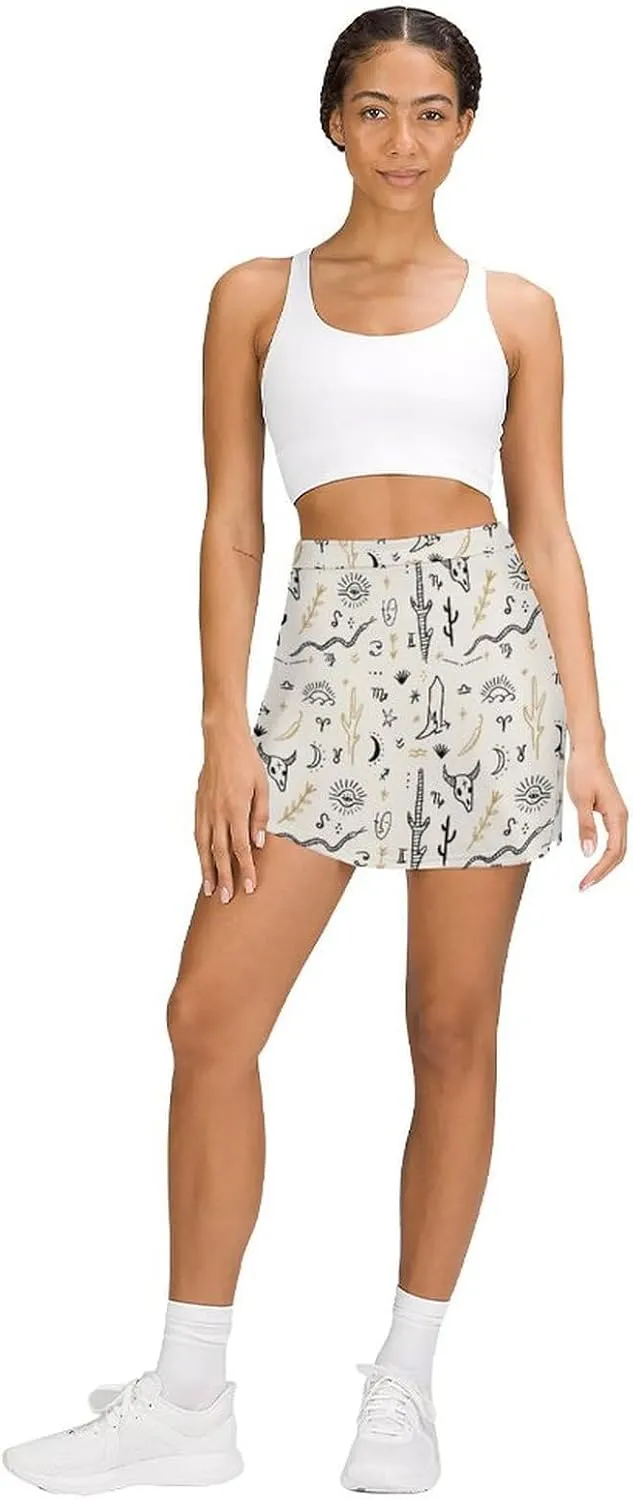 Women's Athletic Skirt Mini Elastic High Waist Yoga Workout Skorts with Inner Pocket Casual Wear