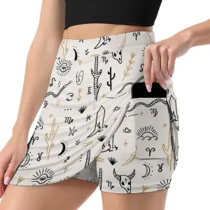 Women's Athletic Skirt Mini Elastic High Waist Yoga Workout Skorts with Inner Pocket Casual Wear