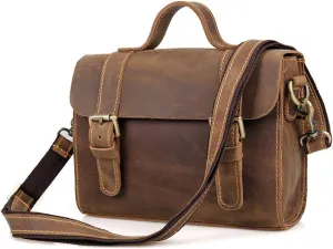 Women's Real Leather Shoulder bag, Vintage Crossbody Genuine Leather Handbags Messenger Bag Brown, Satchel Ladies Tote Travel (brown)