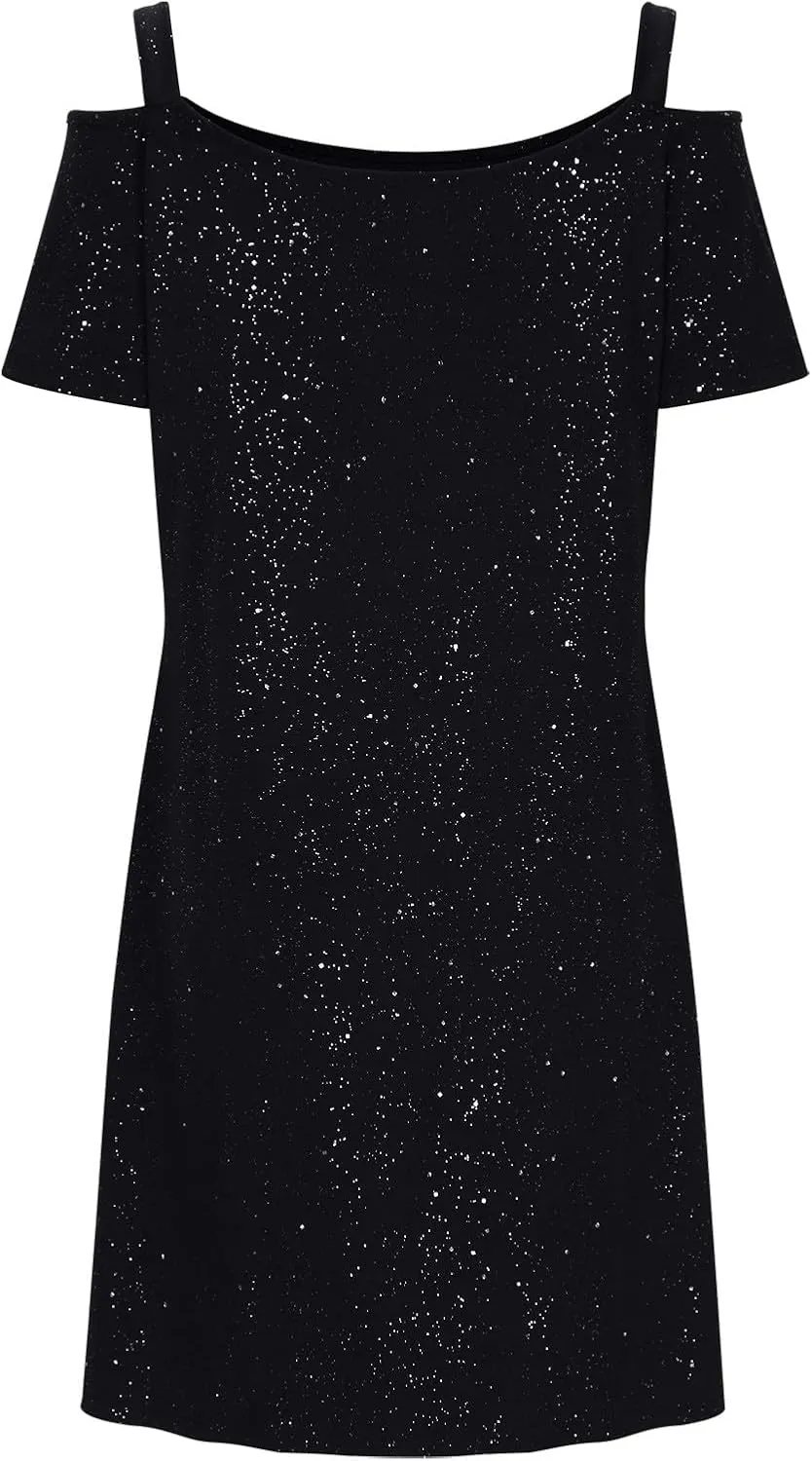 Women's Sparkly Sequin Homecoming Dresses 2025 Summer Sexy Short Sleeve V Neck Cocktail Party Mini Dress Plus Size