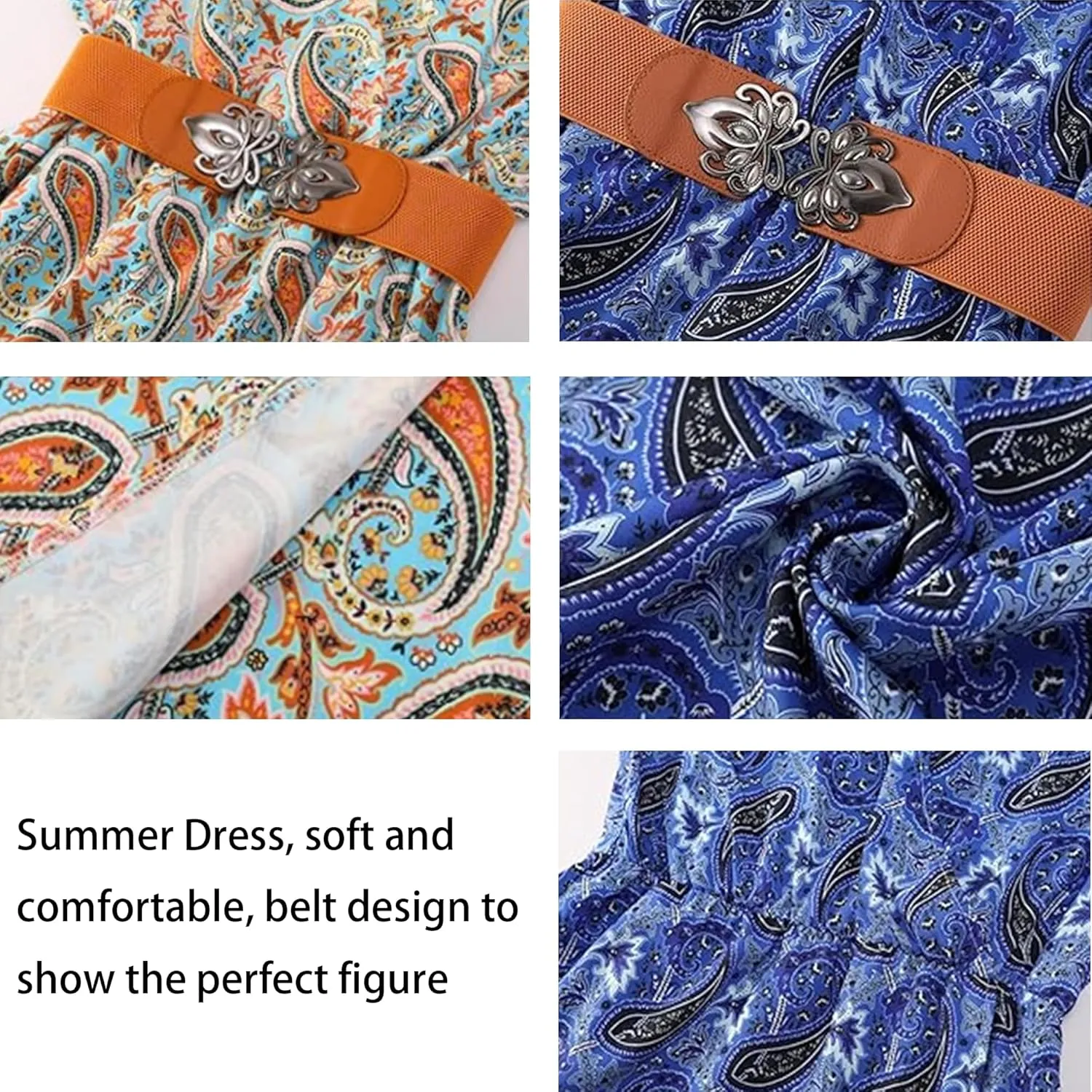 Woolicity Women's 2024 Floral Summer Dress Bohemian Maxi Dresses Wrap V Neck Belted Midi Long Sun Dresses