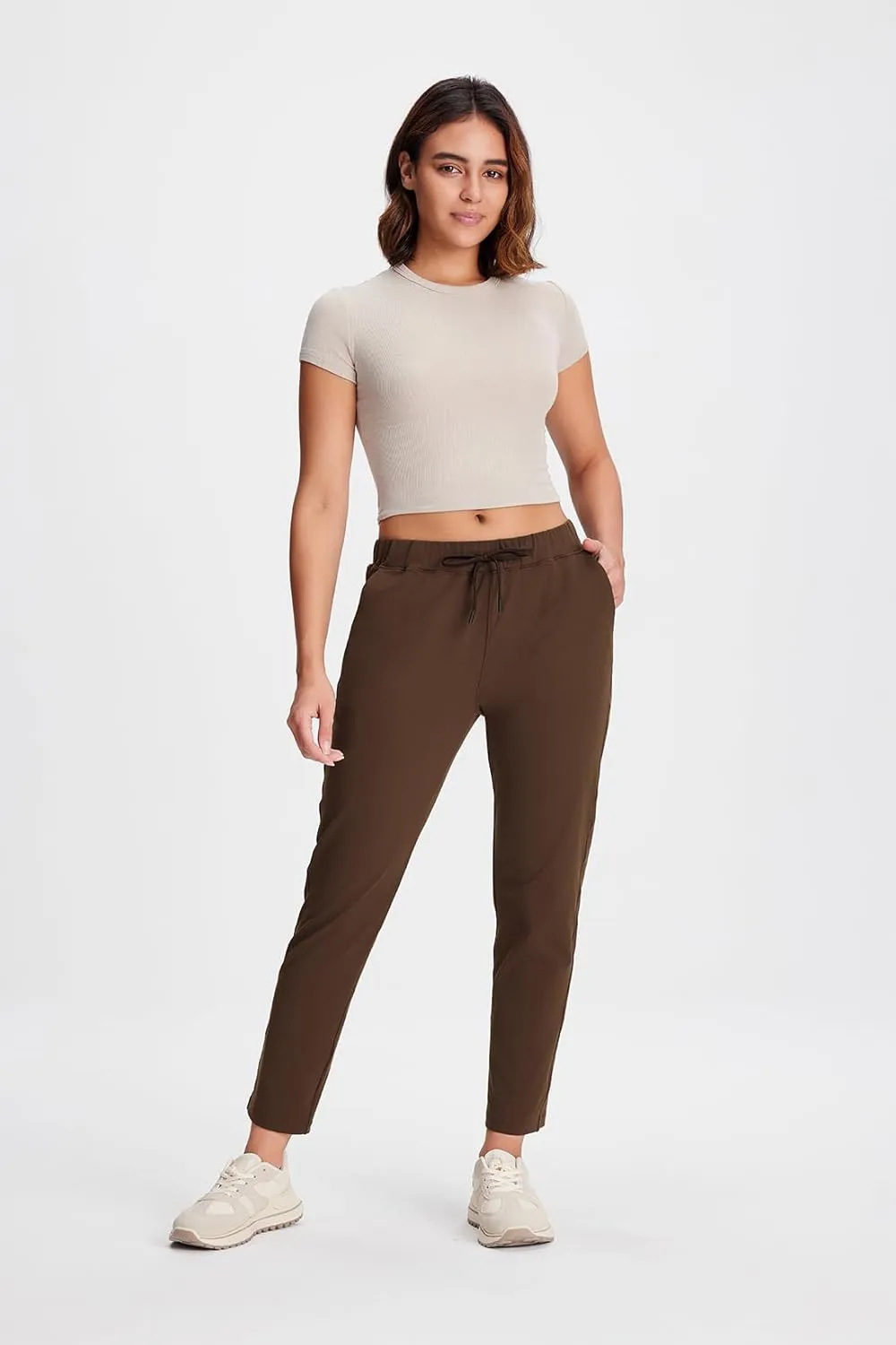 Yogipace Petite/Regular/Tall Women's 7/8 On The Fly Pants Drawstring Casual Lounge Joggers Travel Sweatpants