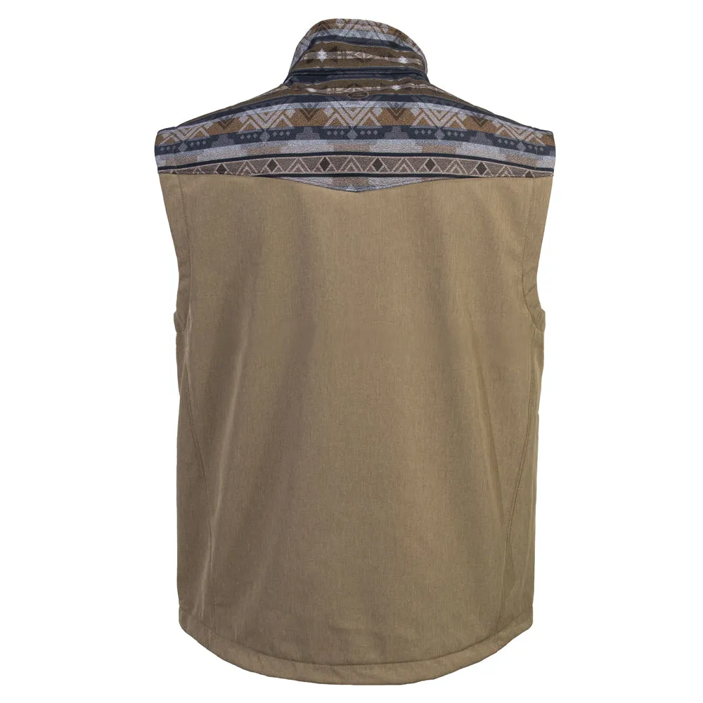 Youth "Hooey Softshell Vest" Tan w/ Tan & Brown Aztec